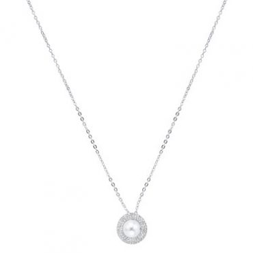 August Woods Silver Crystal Pearl Necklace - Silver