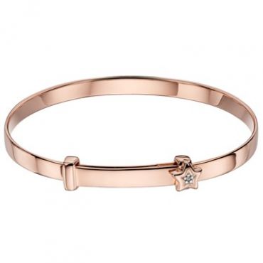 Little Star Gracie Diamond Star Christening Bangle - Adjustable