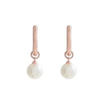 Olivia Burton Rose Gold Pearl Huggie Hoop Earrings