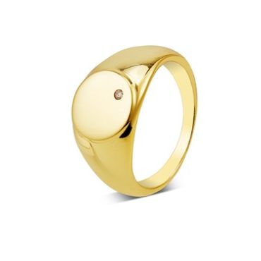 Argento Gold Engraving Signet Ring - 54