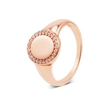 Argento Rose Gold Engraving Signet Ring - 52