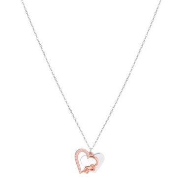 Argento Mixed Metal Heart Engraving Necklace - 45cm