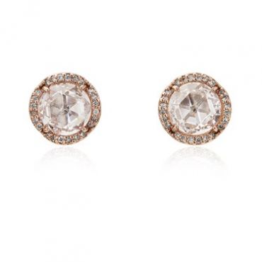 Kate Spade New York Rose Gold Clear Sparkle Round Earrings