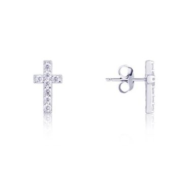 Argento Silver Crystal Cross Earrings - 925 Silver