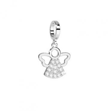 Rebecca Silver Crystal Angel Charm - Silver