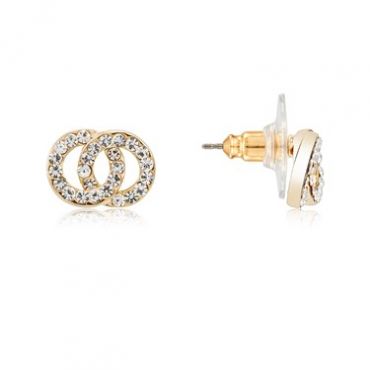 August Woods Gold CZ Double Link Stud Earrings
