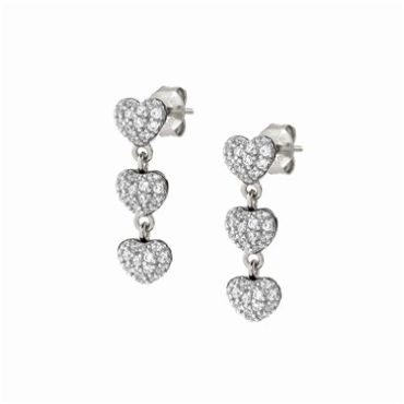 Nomination Silver Crystal Heart Easychic Drop Earrings - Silver