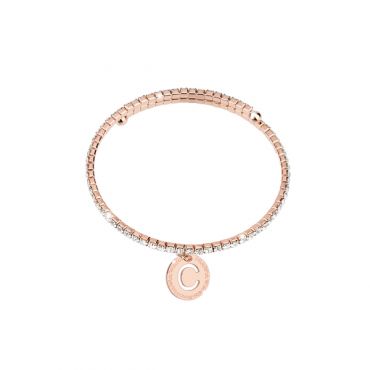 Rebecca Rose Gold Crystal Letter Bracelet - C