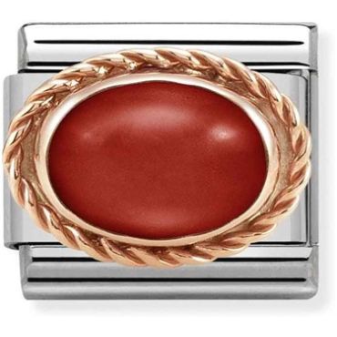 Nomination Rose Gold Red Coral  Oval Charm