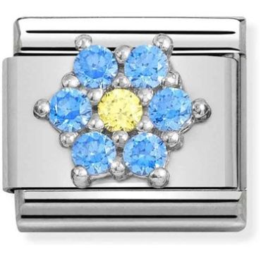 Nomination Blue + Yellow Crystal Flower Charm