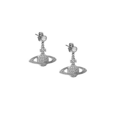 Vivienne Westwood Silver Crystal Mini Bas Relief Drop Earrings