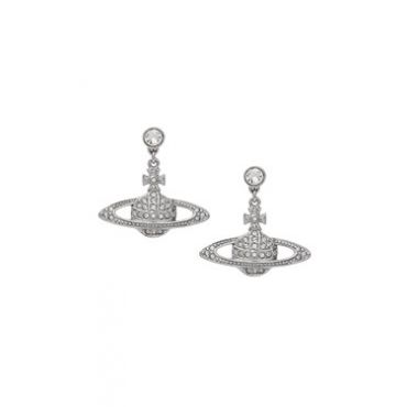 Vivienne Westwood Silver Crystal Mini Bas Relief Drop Earrings