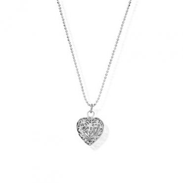 ChloBo Silver Filigree Heart Necklace - 65cm