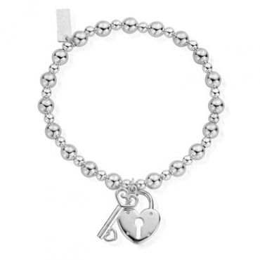 ChloBo Silver Mini Lock + Key Bracelet - Silver