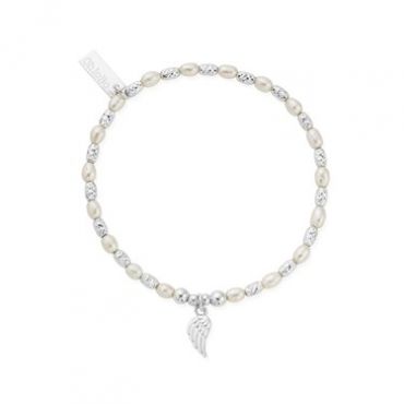 ChloBo Silver Forever + Always Pearl Wing Bracelet - Silver