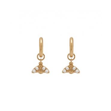 Olivia Burton Pearl Bee Gold Huggie Earrings