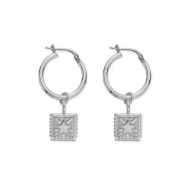 ChloBo Silver Celestial Wonderer Star Hoop Earrings - Silver