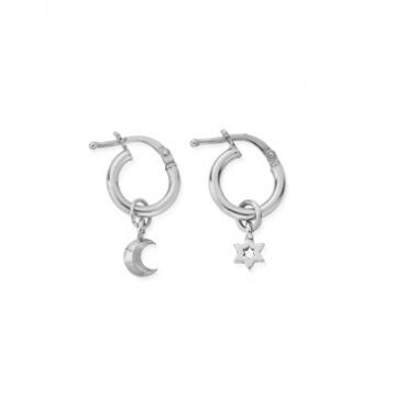 ChloBo Silver Star & Moon Hoop Earrings - Silver