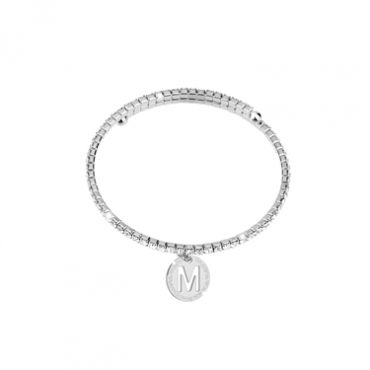 Rebecca Silver Crystal Letter M Bracelet - One Size