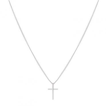 Over & Over Silver Steel Cross Necklace - Gold