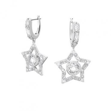 Swarovski Silver Stella Star Huggie Earrings