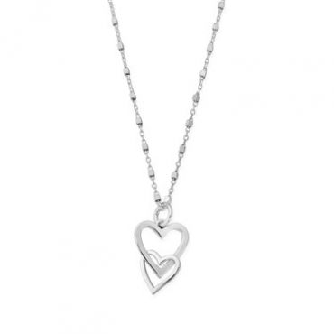 ChloBo Silver Interlocking Love Heart Necklace - Silver