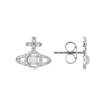 Vivienne Westwood Silver Crystal Opal Olympia Earrings - Silver