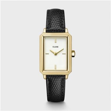 CLUSE Black + Gold Fluette Leather Watch - Gold