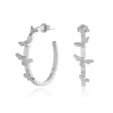 Olivia Burton Silver Lucky Bee Hoop Earrings