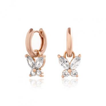 Olivia Burton Rose Gold Marquise Butterfly Huggie Earrings - Rose Gold