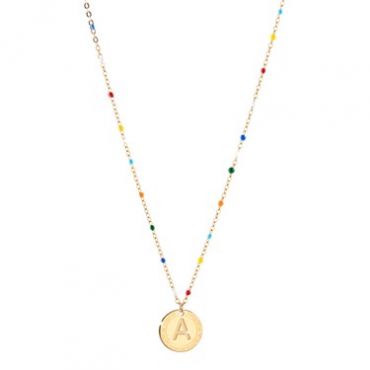 Rebecca Gold Rainbow Letter Necklace - Letter A