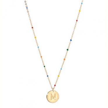 Rebecca Gold Rainbow Letter M Necklace - Gold