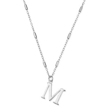 ChloBo Silver Iconic M Initial Necklace - 42cm