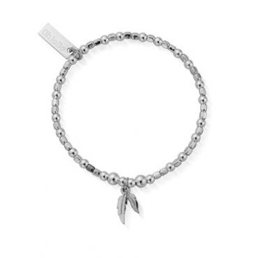 ChloBo Childrens Silver Cube Double Feather Bracelet - Silver