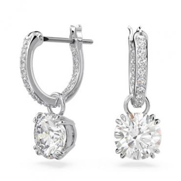 Swarovski Constella Silver Huggie Hoop Earrings