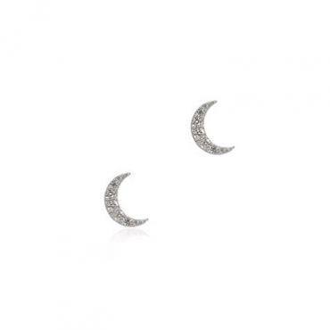 Seek + Find Shine Silver Moon Earrings - Silver
