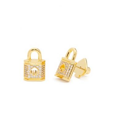 Kate Spade New York Gold Crystal Padlock Earrings - Gold