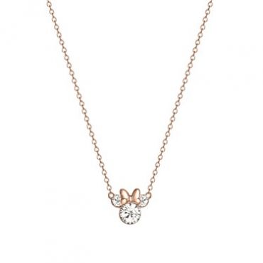 Disney Rose Gold Crystal Minnie Mouse Necklace - Rose Gold