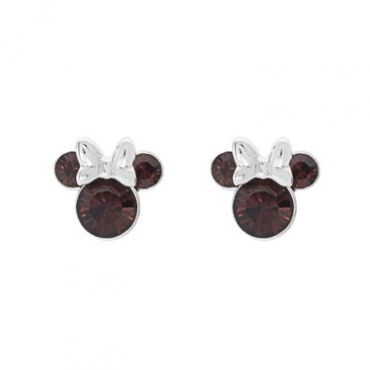 Disney Minnie Mouse January Birthstone Earrings - Silver