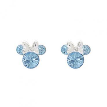 Disney Minnie Mouse March Birthstone Earrings - Silver