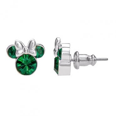Disney Minnie Mouse May Birthstone Earrings - Silver