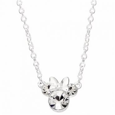 Disney Silver Crystal Minnie Mouse Necklace - Silver