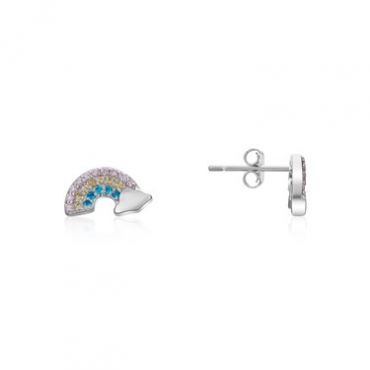 Argento Rainbow Crystal Stud Earrings - Silver
