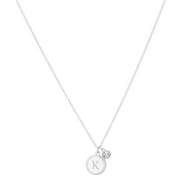 Karma Silver Letter K Coin Necklace - Silver