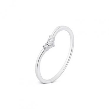 Argento Silver Crystal Wish Bone Ring - Ring Size 60 Silver