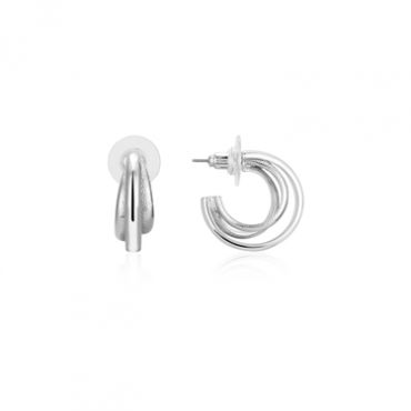 August Woods Silver Double Layer Hoop Earrings - Silver