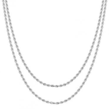 August Woods Silver Layered Sparkle Twist Necklace - 40cm
