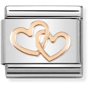 Nomination Rose Gold Linked Hearts Charm