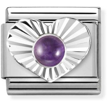 Nomination Silver Amethyst Heart Charm