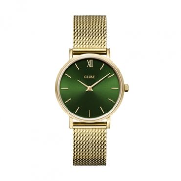 CLUSE Gold + Green Minuit Mesh Watch - Gold